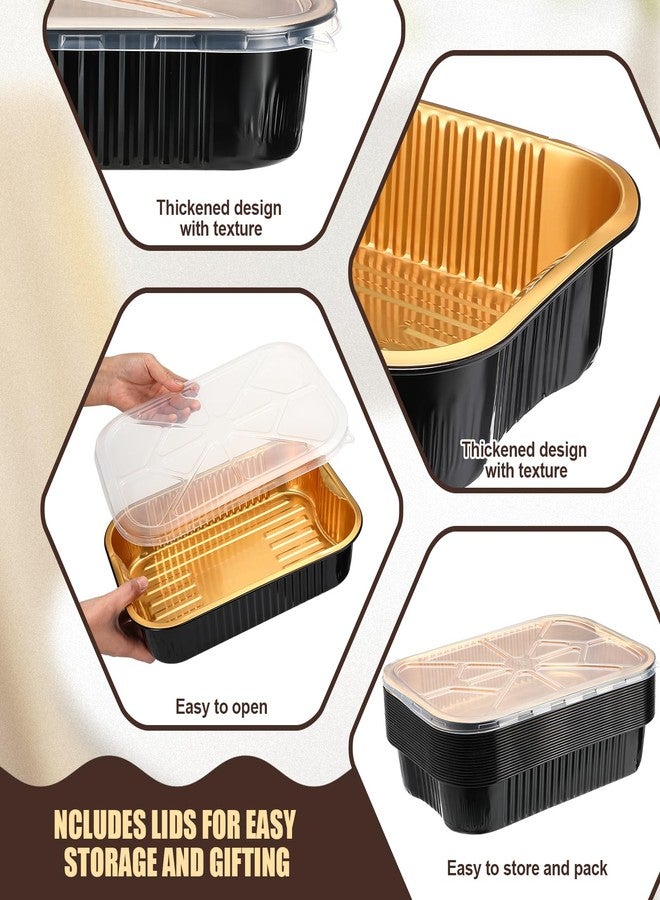 Baderke 20 Set 9x13 Heavy Duty Aluminum Pans with Lids Double Thick Aluminum Foil Baking Pan Food Container for Heating Cooking Meal Prep Storage Freezer and Takeout (Black Gold) - Image 4