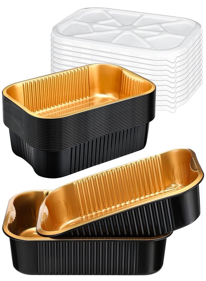 Baderke 20 Set 9x13 Heavy Duty Aluminum Pans with Lids Double Thick Aluminum Foil Baking Pan Food Container for Heating Cooking Meal Prep Storage Freezer and Takeout (Black Gold) - Image 1
