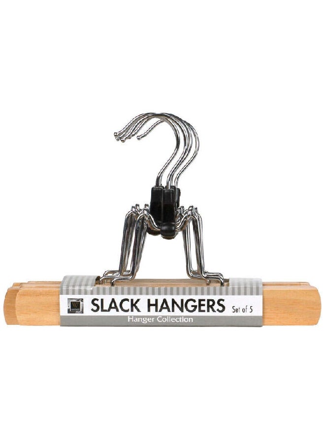 Whitmor 5-Piece Natural Wood Collection Slack Hangers Set Brown and Silver 6.5 x 9 x 1 inch 6026-342 - Image 4