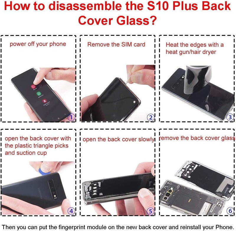 Perzework استبدال زجاج خلفي لجهاز سامسونج جالاكسي S10+ بلس 6.4 بوصة مع مجموعة أدوات الإصلاح ومواد لاصقة مثبتة مسبقًا (أخضر قوس قزح) - Image 4