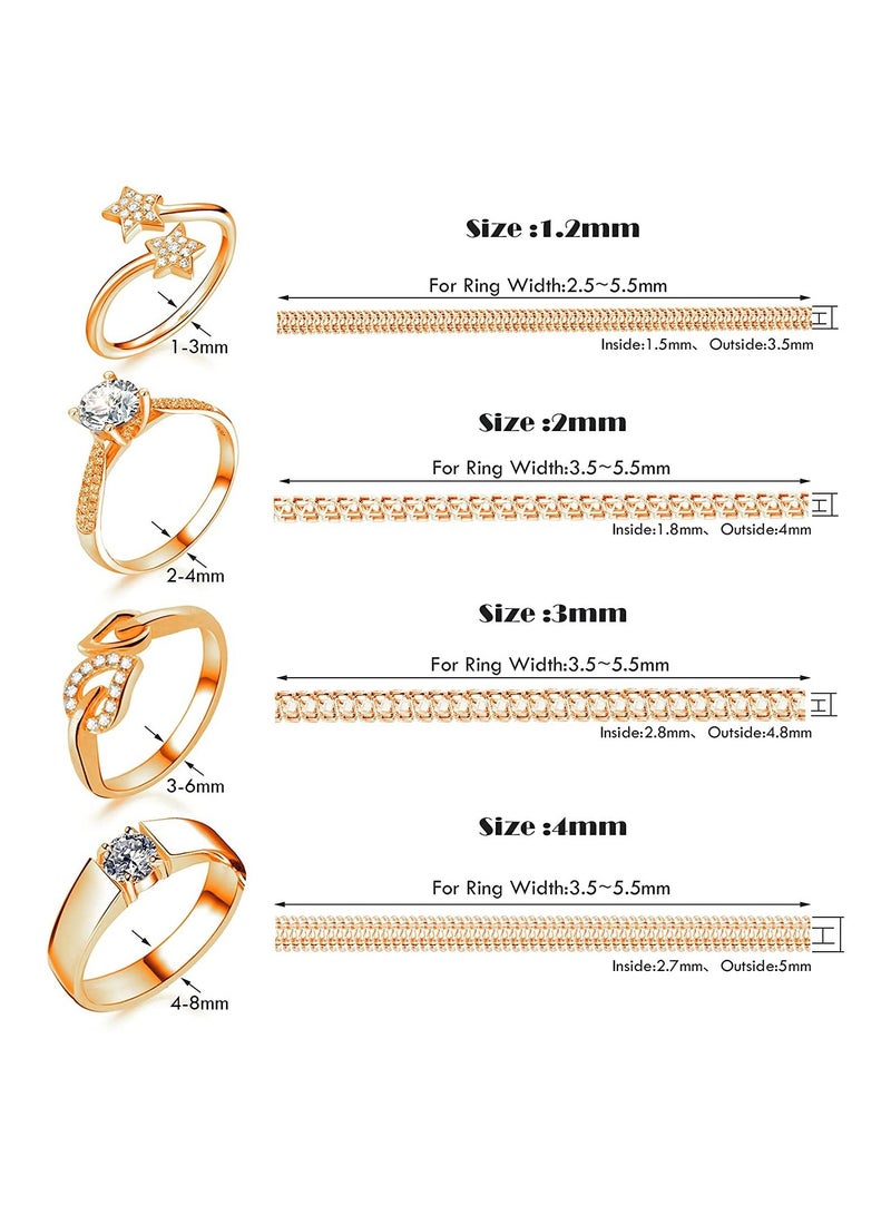 16 قطعة من أدوات ضبط حجم الخاتم غير المرئية مع قماش تلميع المجوهرات (شفاف ، ذهبي) - Image 3
