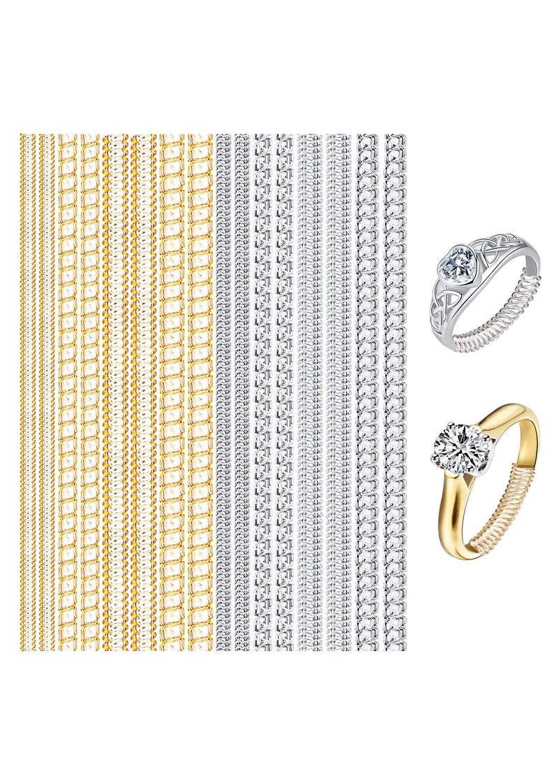 16 قطعة من أدوات ضبط حجم الخاتم غير المرئية مع قماش تلميع المجوهرات (شفاف ، ذهبي) - Image 1