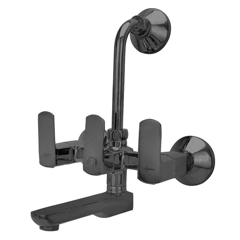 Aquieen Aquieen Telephonic Wall Mixer with Provision for Overhead Shower with LBend Connecting Legs Zura PVD Metallic Black - Image 2