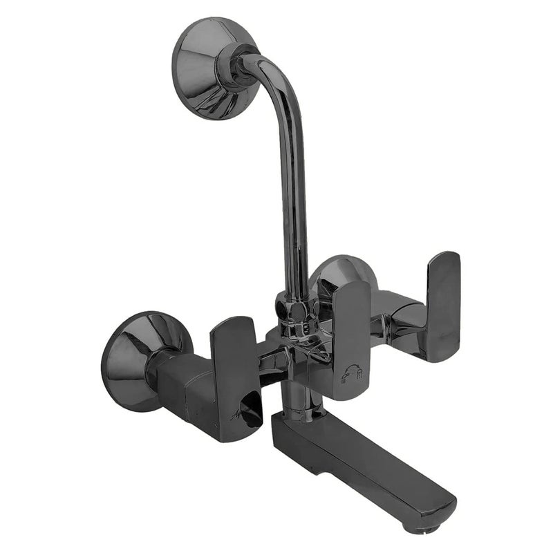 Aquieen Aquieen Telephonic Wall Mixer with Provision for Overhead Shower with LBend Connecting Legs Zura PVD Metallic Black - Image 3