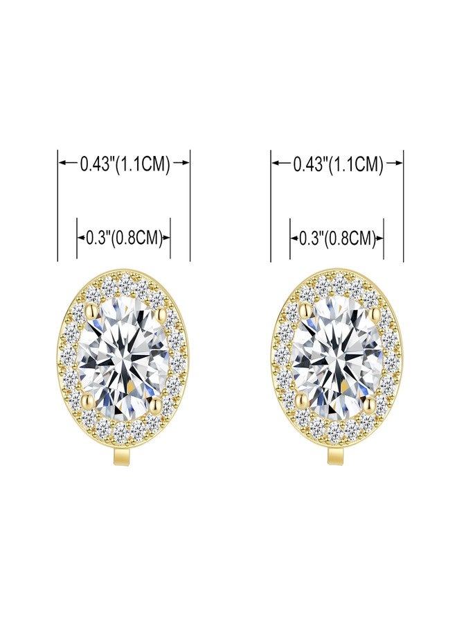 يوكول أقراط YOQUCOL لامعة مرصعة بكريستال الزركونيا المكعب 8 مم، أقراط دائرية ذهبية بدون ثقب للنساء والفتيات، 8 مم، أحجار الراين الكريستالية، زركونيا مكعبة - Image 2