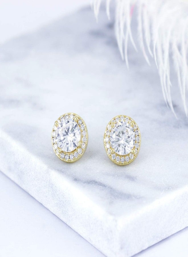 يوكول أقراط YOQUCOL لامعة مرصعة بكريستال الزركونيا المكعب 8 مم، أقراط دائرية ذهبية بدون ثقب للنساء والفتيات، 8 مم، أحجار الراين الكريستالية، زركونيا مكعبة - Image 5