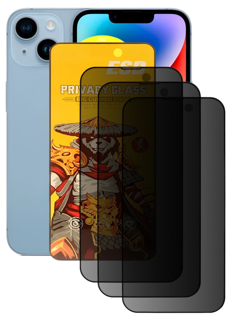ESD 3 Pieces Tempered Dustproof Privacy Glass Screen Protector Compatible For iPhone 14 Plus - Image 1
