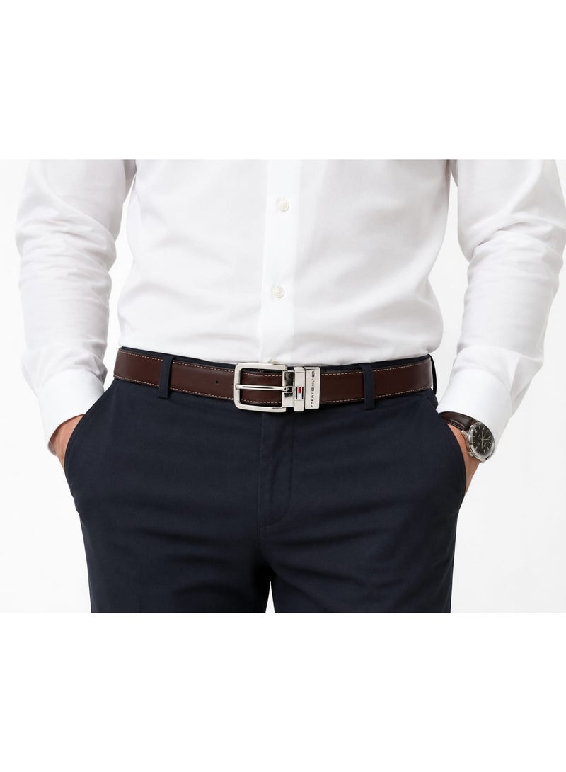 Hilfiger Denim Tommy Hilfiger Men's Reversible Belt – Black & Brown Leather Belt with Silver-Tone Buckle Hilfiger Denim - Image 4