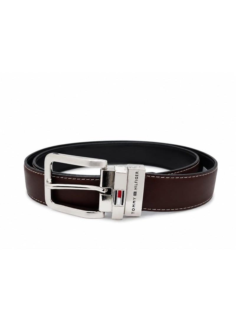 Hilfiger Denim Tommy Hilfiger Men's Reversible Belt – Black & Brown Leather Belt with Silver-Tone Buckle Hilfiger Denim - Image 1