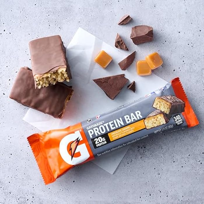 Gatorade Whey Protein Bars, Chocolate Caramel, 2.8 oz bars (Pack of 12, 20g of protein per bar) - Image 4