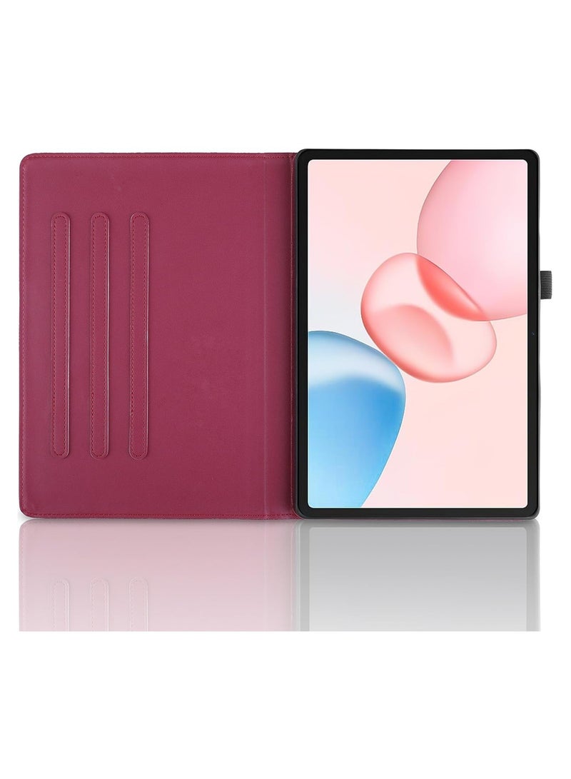 VKL Case Compatible with Honor Pad 10 12.1 inch 2025, 360 Degree Rotating Stand PU Leather Flip Folio Tablet Case Tree of Life Embossed Shell Shockproof Cover (Red) - Image 5