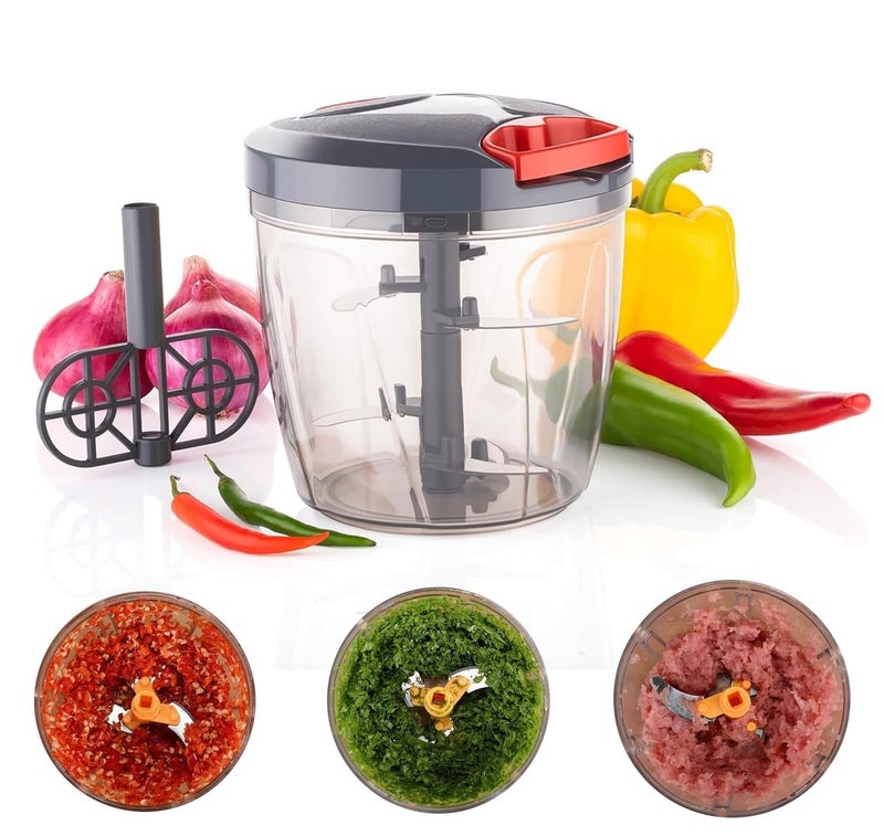 PANCA Plastic Kitchen Dori Handy Vegetable and Fruit Manual Onion Dry Fruit Salad Maker Vegetable Quick String Chopper Machine, Cutter – 3 Stainless Steel Blades, 900ml,(Color May Vary) - Image 1