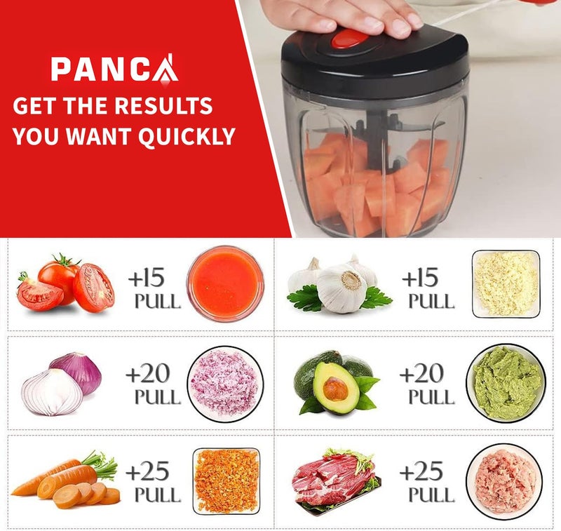 PANCA Plastic Kitchen Dori Handy Vegetable and Fruit Manual Onion Dry Fruit Salad Maker Vegetable Quick String Chopper Machine, Cutter – 3 Stainless Steel Blades, 900ml,(Color May Vary) - Image 4
