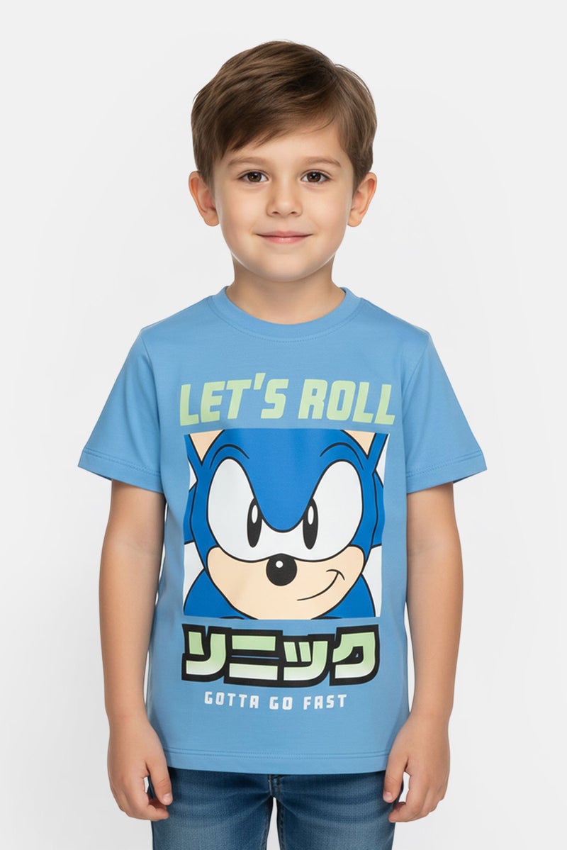 SONIC Toddlers Boy Graphic Print Short Sleeve T-Shirt, Blue - Image 1