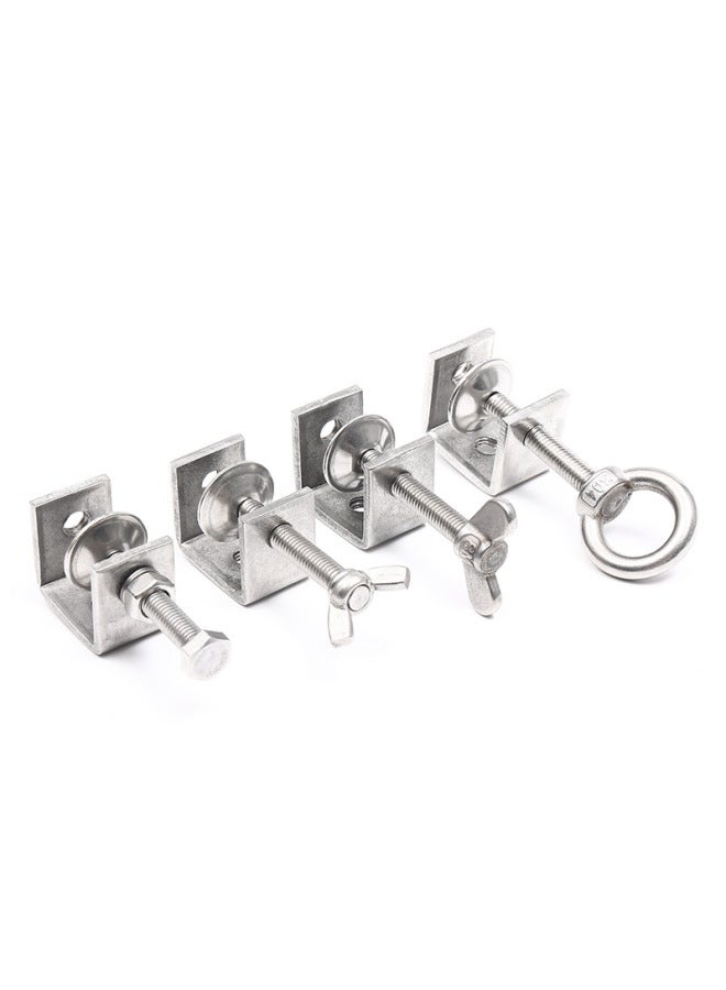 304 Stainless Steel Tiger Clip U-shaped Clip C- Shaped Clip Steel Pipe Square Clip Hand Screw Ring Clamp Opening-Specification Model:Opening 65mm [galvanized Lifting Ring]  - Image 2