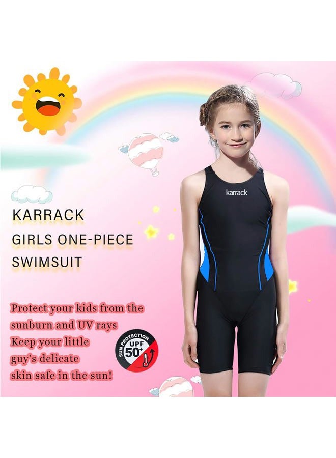 Karrack Girls Swimming Suit Sports Conjoined Girls Training Competition Children Swimming Suit Black - Image 5