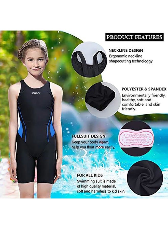 Karrack Girls Swimming Suit Sports Conjoined Girls Training Competition Children Swimming Suit Black - Image 4