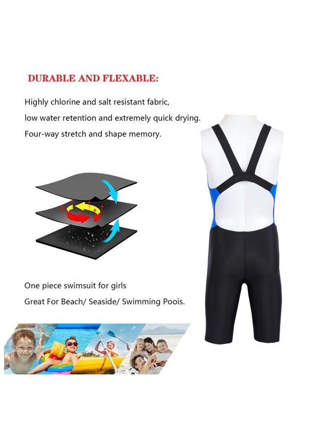 Karrack Girls Swimming Suit Sports Conjoined Girls Training Competition Children Swimming Suit Black - Image 2