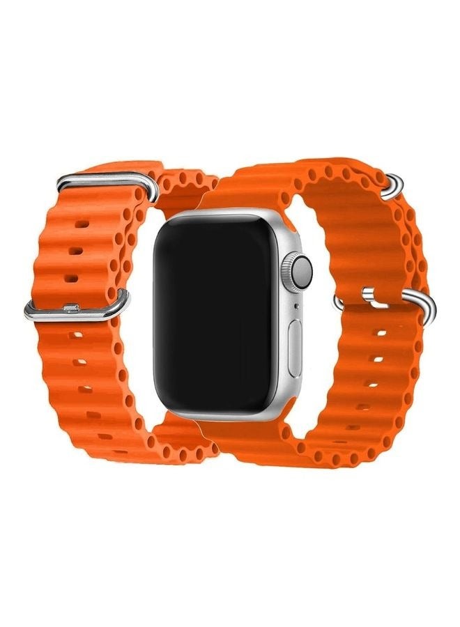 Apple Watch Ocean Band 49mm 45mm 44mm 42mm Soft Silicone Loop Strap for iWatch Series Ultra/8/7/SE/6/5/4/3/2/1 Orange - Image 1