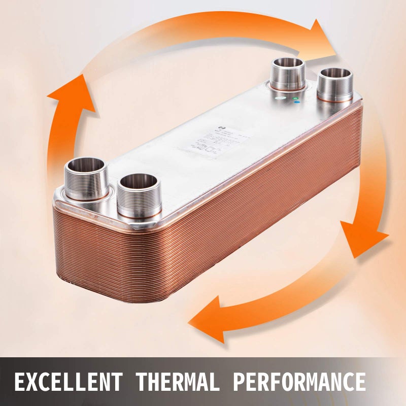 BestEquip Heat Exchanger 3"x7.5" 40 Plates Brazed Plate Heat Exchanger 316L 3/4" MPT Heat Exchanger B3-12A Beer Wort Chiller for Hydronic Heating - Image 2