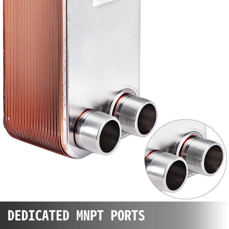 BestEquip Heat Exchanger 3"x7.5" 40 Plates Brazed Plate Heat Exchanger 316L 3/4" MPT Heat Exchanger B3-12A Beer Wort Chiller for Hydronic Heating - Image 5