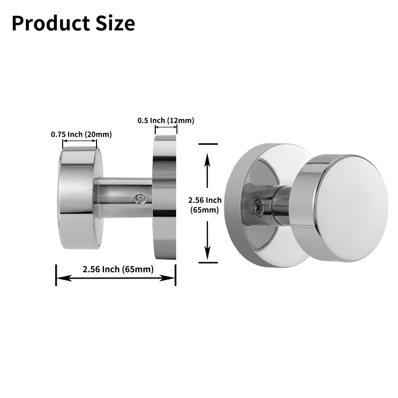 Naubea 2 Pack Polished Chrome Dummy Door Knobs Interior, Modern Round Dummy Door Handles For Closets And Hallway - Image 5