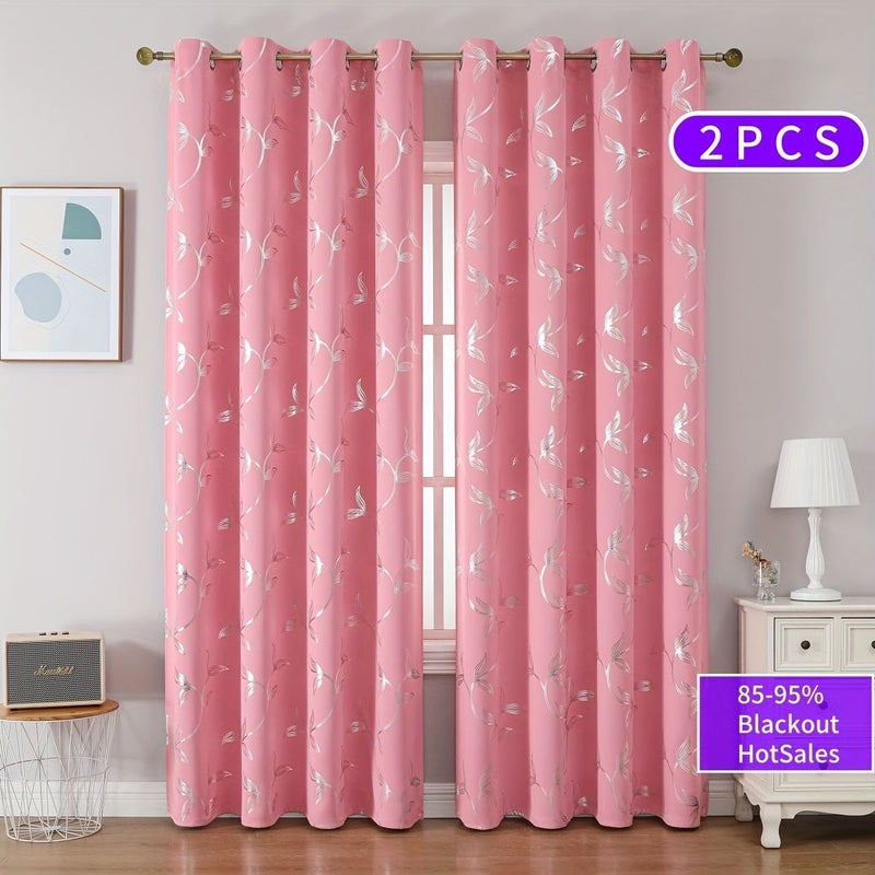 Rice Golden Gilded Blackout Curtain Thermal Insulated Room Darkening Decor - Image 5