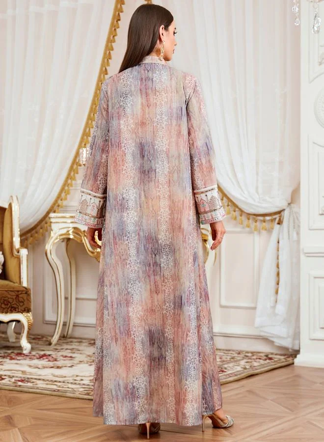 Take Two  Women Sequin Embroidered Panel Notch Neck Jalabiya for Women | Best Price UAE