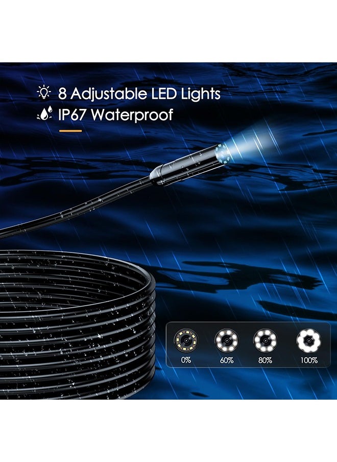 Generic - Endoscope Camera with Light, 4.3'' LCD Screen HD Digital Handheld Borescope IP67 Waterproof Snake Camera Sewer Inspection Camera with 8 LED Lights, 3 Accessories, Semi-Rigid Cable -5M(16.5FT) - Image 1