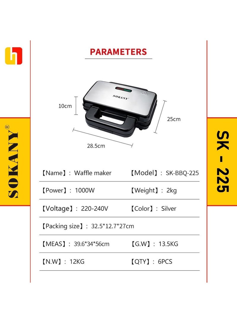 Sokany Waffle Maker Large Size, High Power 1000 Watt, Double Side Heating, Non-Stick Coating, Easy to Clean - Image 4
