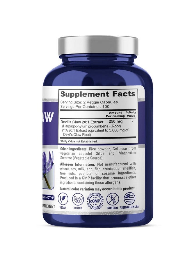 NusaPure Devil's Claw 20:1 Extract, 250 mg Equivalent to 5000mg, 200 Veggie Capsules, Concentrated Root Extract, Devils Claw Herbal Supplement, Non-GMO, Vegan Supplement - Image 3