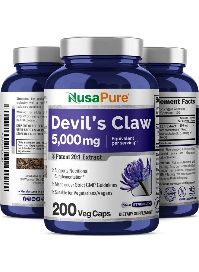 NusaPure Devil's Claw 20:1 Extract, 250 mg Equivalent to 5000mg, 200 Veggie Capsules, Concentrated Root Extract, Devils Claw Herbal Supplement, Non-GMO, Vegan Supplement - Image 5