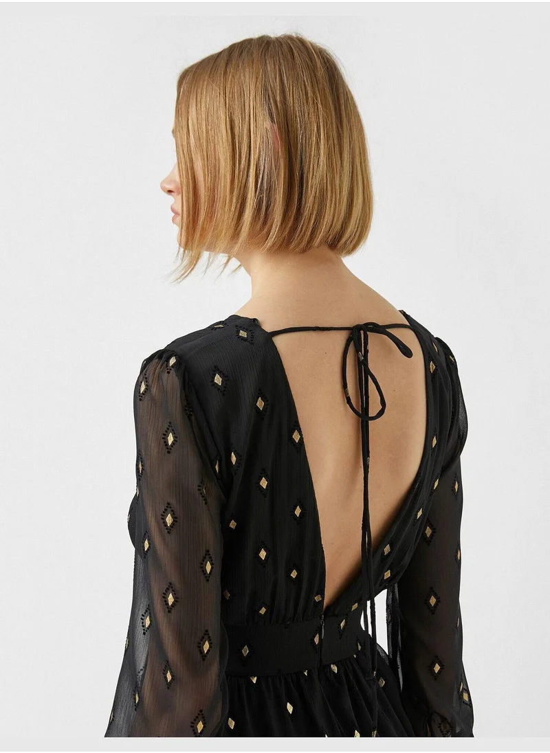 كوتون Tulle Detail Polka Dot Mini Dress