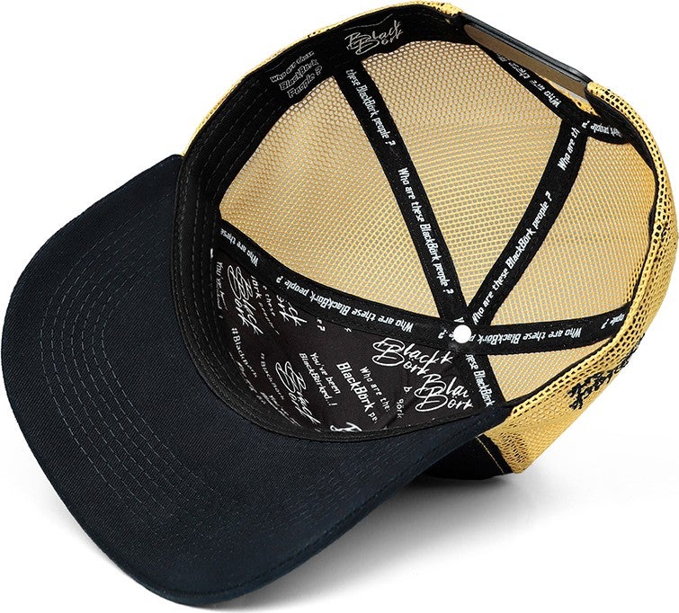 Black Börk V1 Trucker Yesterday Now Tomorrow - 1 Unisex Navy Blue-Yellow Hat with Code Logo  - Image 3
