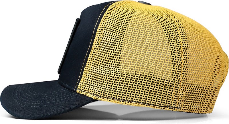 Black Börk V1 Trucker Yesterday Now Tomorrow - 1 Unisex Navy Blue-Yellow Hat with Code Logo  - Image 4