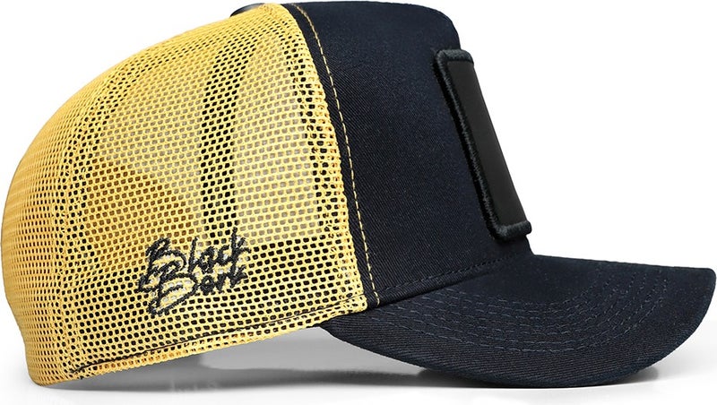Black Börk V1 Trucker Yesterday Now Tomorrow - 1 Unisex Navy Blue-Yellow Hat with Code Logo  - Image 2