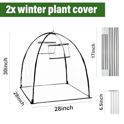 RooTrimmer Plant Covers Freeze Protection Outdoor Garden Frost Cover Plant Covers from Animals garden cloches for plants Reusable Shrub Small Greenhouse Potted Fruit Pest Protector LargeTransparent2Pack - Image 3