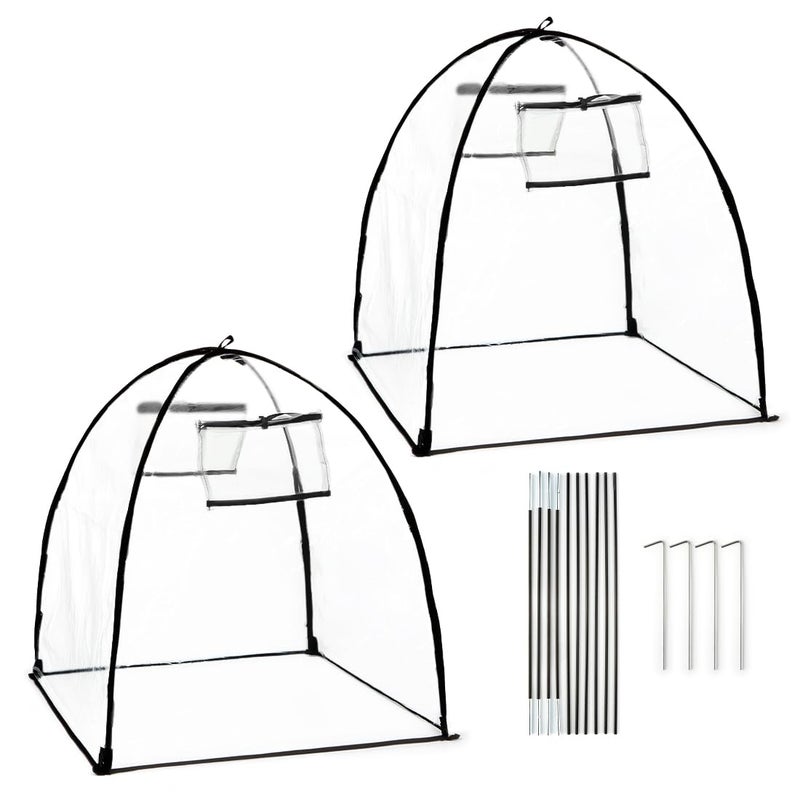 RooTrimmer Plant Covers Freeze Protection Outdoor Garden Frost Cover Plant Covers from Animals garden cloches for plants Reusable Shrub Small Greenhouse Potted Fruit Pest Protector LargeTransparent2Pack - Image 2