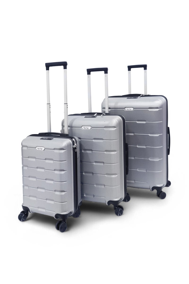 بيج ديزاين طقم حقائب سفر مكوّن من 3 قطع، مقاسات 20 بوصة و24 بوصة و28 بوصة، مزوّد بقفل TSA، مصنوع من هيكل ABS خفيف الوزن، حقيبة ترولي صلبة، عجلات دوّارة 360°، مناسب لكابينة الطائرة والحقائب المحمولة – صنع في تركيا - Image 2