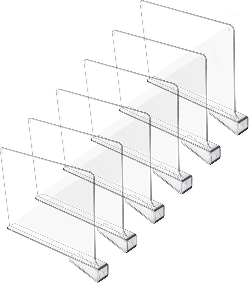 Clear Acrylic Shelf Dividers - 6 Pack for Closet Organization - Image 1