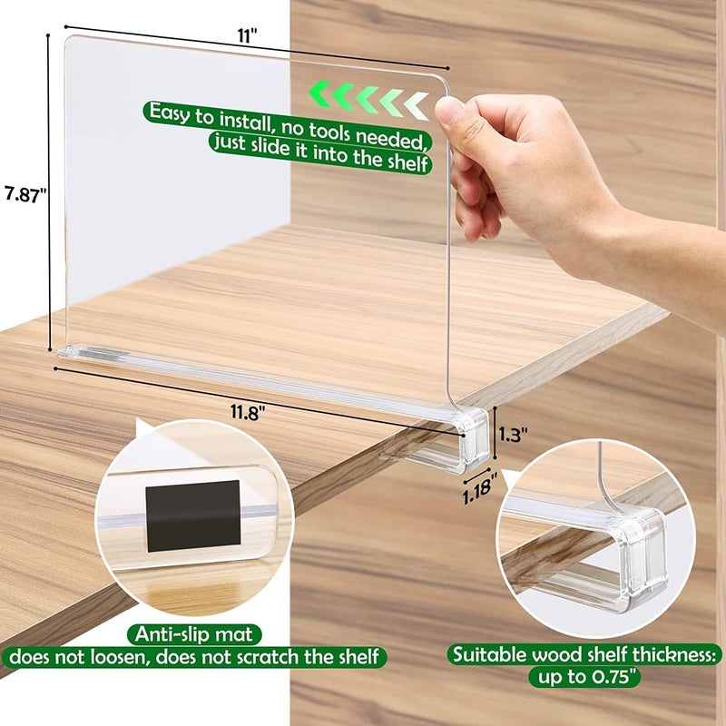 Clear Acrylic Shelf Dividers - 6 Pack for Closet Organization - Image 2