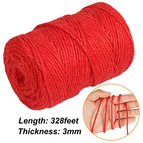 Vivifying Red Twine, 328 Feet 3mm Christmas Twine String for Gift Wrapping, Crafts, Packing and Hanging - Image 2