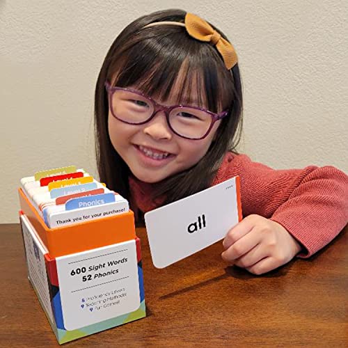 Think Tank Scholar بطاقات فلاش كلمات sight و phonics من Think Tank Scholar 652، تعلم القراءة: مزج CVC، أصوات الحروف القصيرة/الطويلة، كلمات Dolch و Fry عالية التكرار + ألعاب: مرحلة ما قبل الروضة، الروضة، الصف الأول، الصف الثاني، الصف الثالث - Image 2