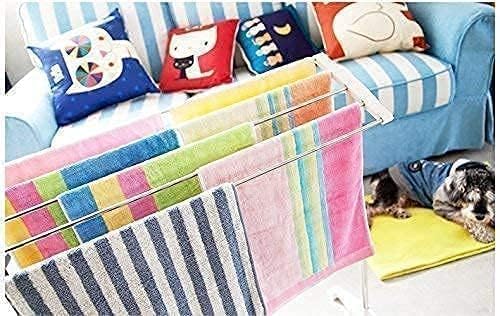 VDHJA 7 Rails Clothes Drying Racks Stainless Steel Folding Drying Towel Rack Multifunctional Mobile Towel Rack Airer Folding Clothes Drying Airer Bathroom Towel Rack Steel Dress Hanging Rack - Image 5