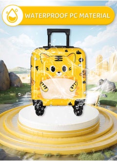Moovant 18 Inch Kids 3D Cartoon Rolling Luggage, Child Travel Trolley Bag, Travel Suitcase with Wheels, Hardside, Password Lock, Zippered Divider, Telescopic Handle, ABS+PC Material, Yellow  - Image 2