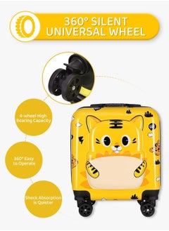 Moovant 18 Inch Kids 3D Cartoon Rolling Luggage, Child Travel Trolley Bag, Travel Suitcase with Wheels, Hardside, Password Lock, Zippered Divider, Telescopic Handle, ABS+PC Material, Yellow  - Image 3