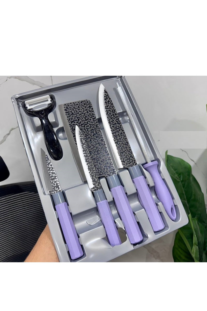 طقم سكاكين استانلس ستيل ليزر – 6 قطع بمقابض مريحة - Image 3