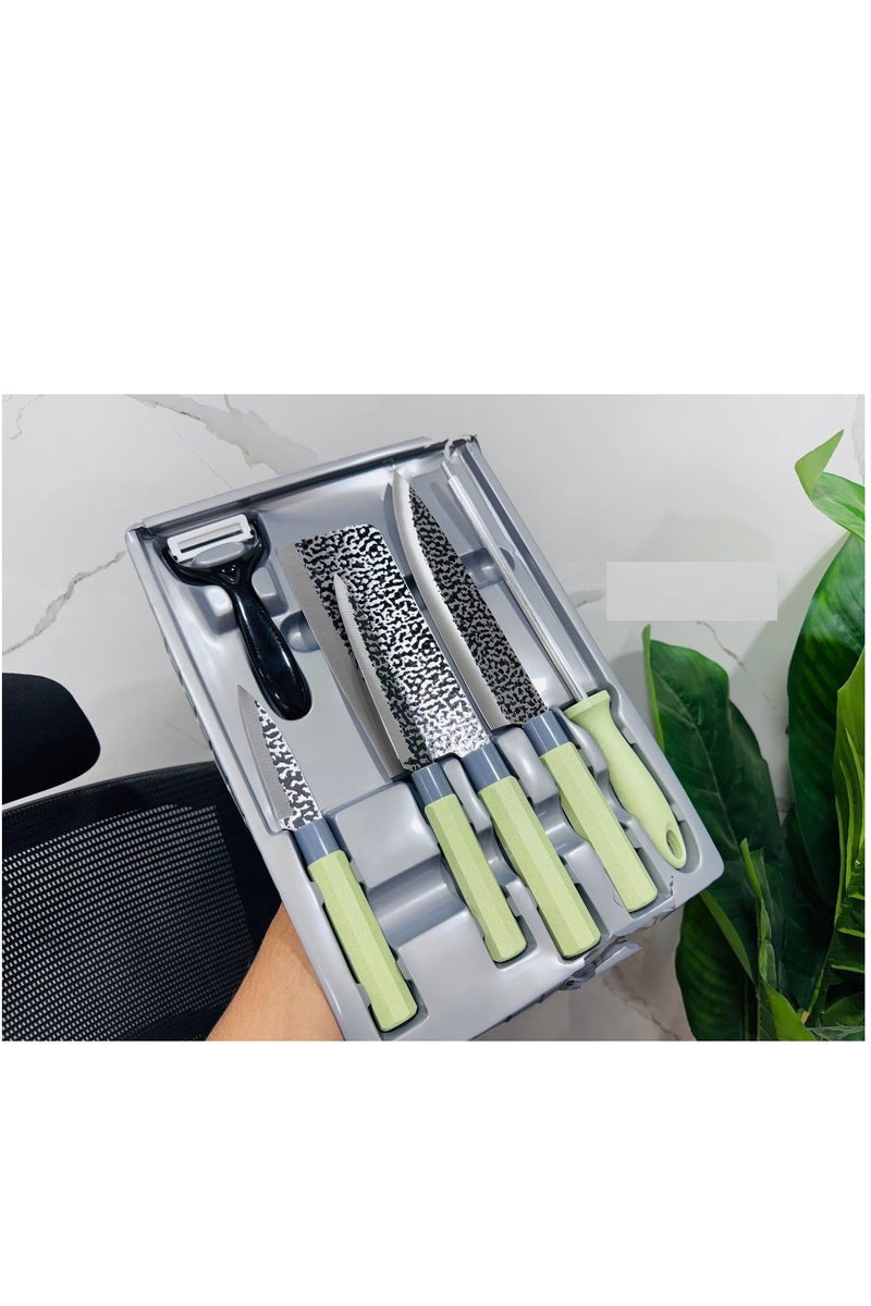 طقم سكاكين استانلس ستيل ليزر – 6 قطع بمقابض مريحة - Image 4
