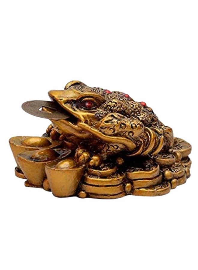 GJ Feng Shui Money Frog with Coin Showpiece Polyresin Brass Color - Image 2