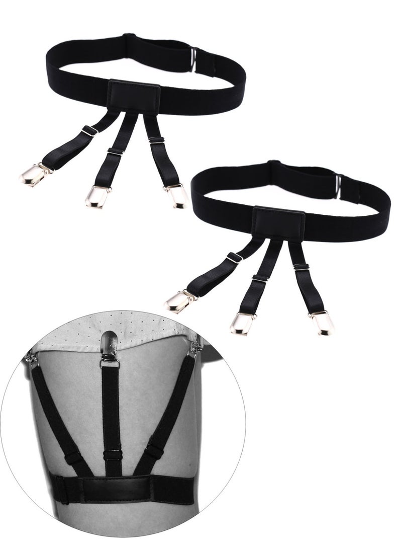 Adjustable Mens Shirt Stays Elastic Shirt Garters Holder Straps with Non-slip Locking Clamps - Image 1